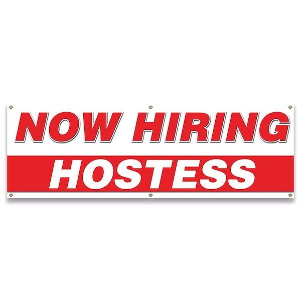 Now Hiring Hostess Banner Apply Inside Accepting Application Single Sided